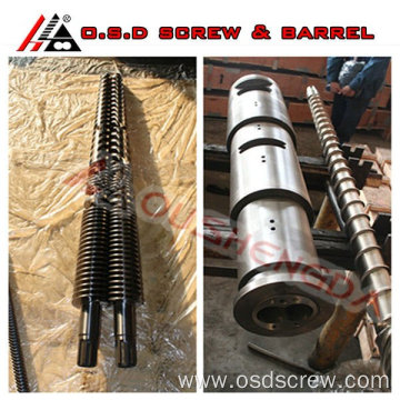 51/105 Double conical twin screw and barrel for PVC profile pipe Extruder LIANSU LSP-160PVC 65/132 tornillo gemelo conico